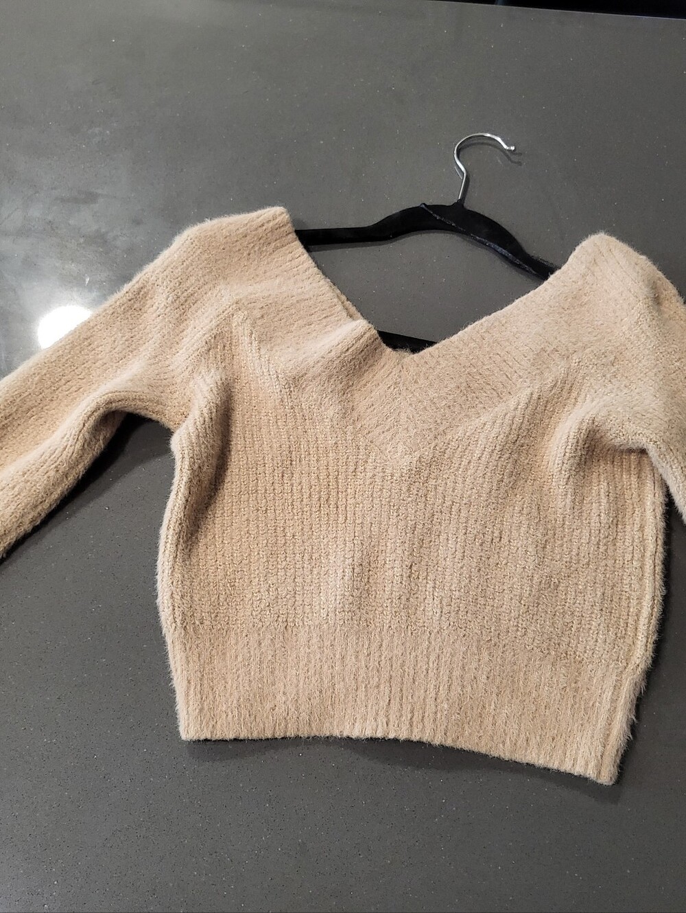 V-Neck Cozy Knit Sweater - Beige